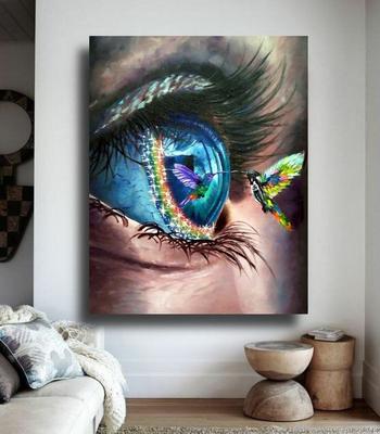 Картина маслом 3Д глаз отражение птицы Картина в интерьер на стену в  интернет-магазине Ярмарка Мастеров по цене 63155 ₽ – R5MJOBY | Картины,  Санкт-Петербург - доставка по России