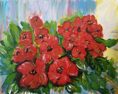 КАРТИНА акрил Ярко красные цветы 40*50 см купить в интернет магазине  lamamia.ru с бесплатной доставкой