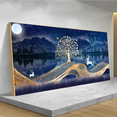 Большие 5D полноразмерные алмазные картины, темно-синяя Гора, золотистый  олень джунглей, Золотая Рождественская елка, мозаика, вышивка, полный  комплект t5. | AliExpress