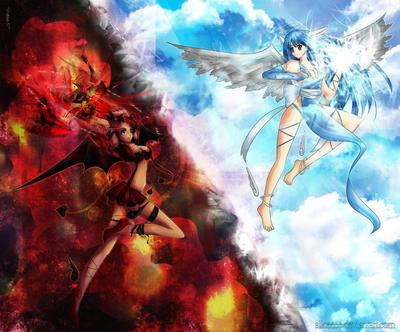 angels and demons by arisutan on deviantART | Angels and demons, Anime  drawings, Anime angel
