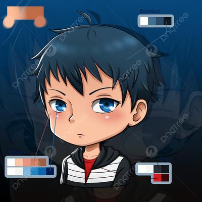 обобщенная иллюстрация симпатичного аниме-чиби-мальчика в случайном наряде,  стоящего на бэйге фон Иллюстрация штока - иллюстрации насчитывающей  немного, минимально: 279290749
