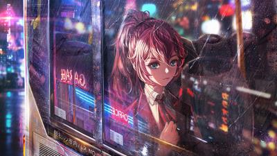Download Anime girl, Art, Long hair, Anime, Young woman Wallpaper in  2560x1440 Resolution