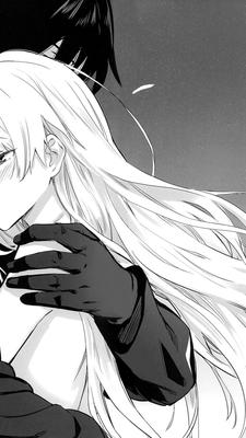 Download wallpaper girl, guy, anime, art, yin, hei, darker than black, BW,  section other in resolution 640x1136