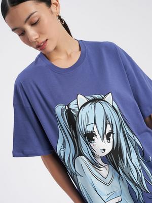 Футболка женская оверсайз с рисунком, аниме футболка с японским графическим  принтом, кавайная уличная одежда в стиле Харадзюку, топы гранж | AliExpress