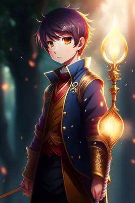 Lexica - Anime style, boy with a staff, magic, fantasy style, potion