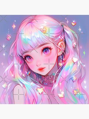 Kawaii Pastel Pink Anime Girl\" Sticker for Sale by bubblegoth | Redbubble