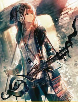 Music anime girl Kuragari ruyei - Illustrations ART street
