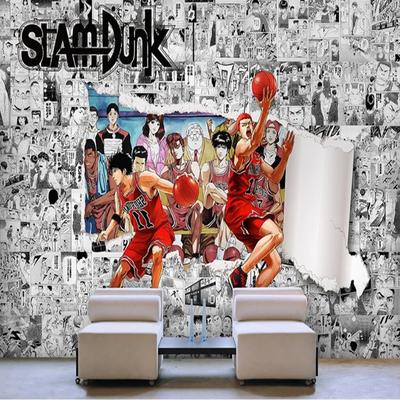 Milofi пользовательские 3D обои росписи аниме slam dunk master черно-белый  комический мультфильм гостиная спальня фон Декор стены | AliExpress