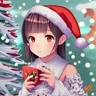 Christmas Anime Girl with Candle Desktop Wallpaper Free in 4K