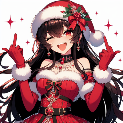 Drawing of an anime lady in the style of Santa Claus and christmas\" Sticker  for Sale by AI-Only | Redbubble