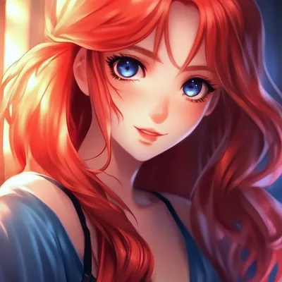 Аниме девушка с рыжими волосами и …» — создано в Шедевруме