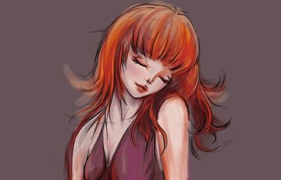 Аниме Портрет Девушки Рыжими Волосами Модная Иллюстрация Векторное  изображение ©nadunprabodana 661921790