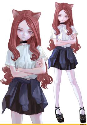 аниме девушка, рыжие волосы и зеленые глаза - SeaArt AI