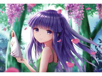 Мультяшная девушка с цветами в аниме стиле красивая улыбка обои фон  иллюстрация | Премиум Фото