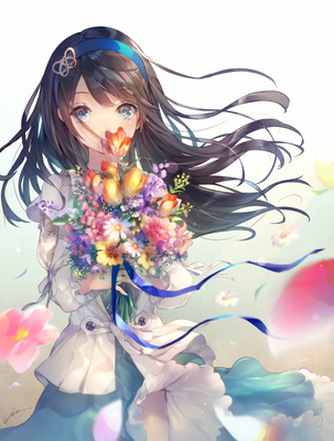 волшебный милый аниме-мальчик с цветущими весенними цветами. генеративный  помощник Иллюстрация штока - иллюстрации насчитывающей сиротливо, облако:  270783290