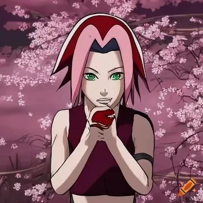 An artwork of sakura haruno, the skilled kunoichi from the naruto anime  series. sakura is portrayed in a powerful and confident stance, reflecting  her growth as a ninja. the artwork should be