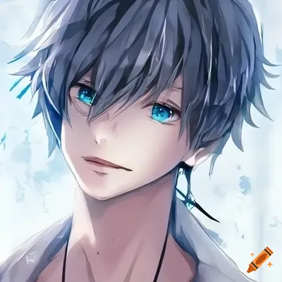 Grey eyes of a young man in anime style. 20459119 Vector Art at Vecteezy