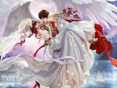 Онлайн пазл «Свадьба в аниме»