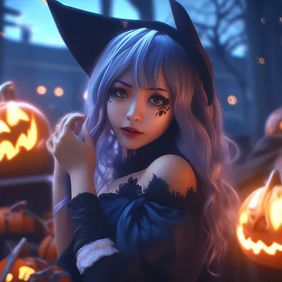 аниме девушка в костюме хэллоуина стоит в группе других людей, хэллоуин  групповое фото, Хэллоуин, тыква фон картинки и Фото для бесплатной загрузки