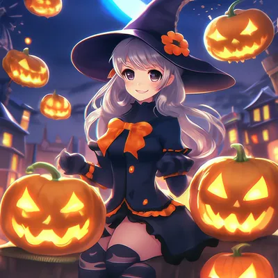 женщина ведьма хэллоуин фэнтези хэллоуин аниме, хэллоуин групповое фото,  Хэллоуин, тыква фон картинки и Фото для бесплатной загрузки