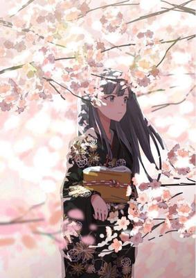 Обои девушка, сакура, цветы, весна, аниме картинки на рабочий стол, фото  скачать бесплатно