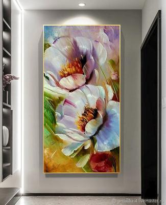 Картина маслом на холсте «белые цветы», без рамки | AliExpress