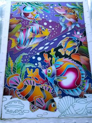 Картина ручной росписи батик