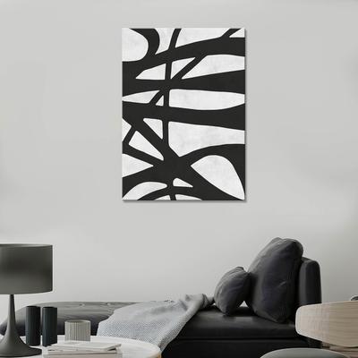 Картина на холсте для интерьера - \"Чёрно-белая абстракция, линии 60х80\" -  купить по низкой цене в интернет-магазине OZON (796145192)