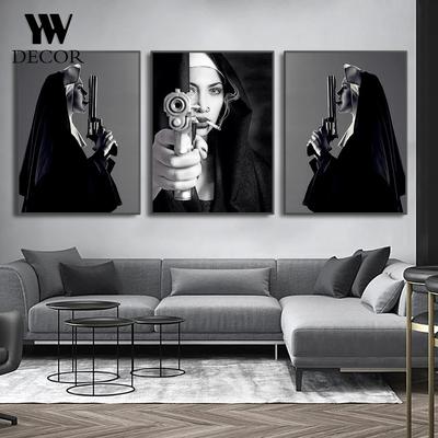 Черно-белые картины на стену с изображением персонажа, забавная Картина на  холсте, монахиня с фотографией для домашнего декора гостиной, без рамки |  AliExpress