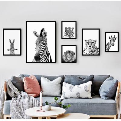 Черно-белые картины для украшения детской комнаты, настенный плакат с  животными, принтом льва, зебры, слона, Картина на холсте в стиле сафари для  детской комнаты | AliExpress