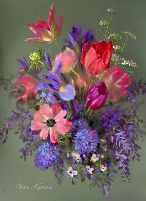 Цветочные картины: Красочный букет вазы