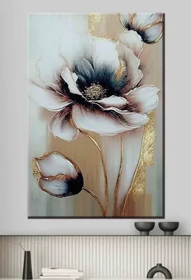 Картина на полотне Цветы с золотыми контурами № s34593 в ART-holst.com.ua
