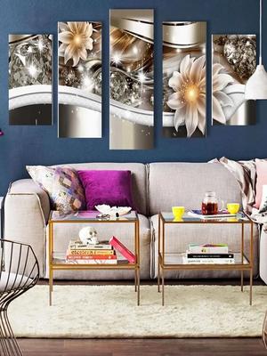 Интерьерная картина на холсте на стену/постер/ арт золотые листья  абстракция с синим 20х30 - купить по низкой цене в интернет-магазине OZON  (296862929)