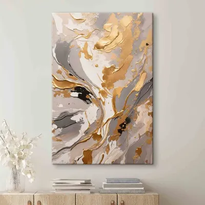 Абстрактная картина Абстрактная картина маслом, золотой, белой и черной  красками. № s35656 в ART-holst.com.ua