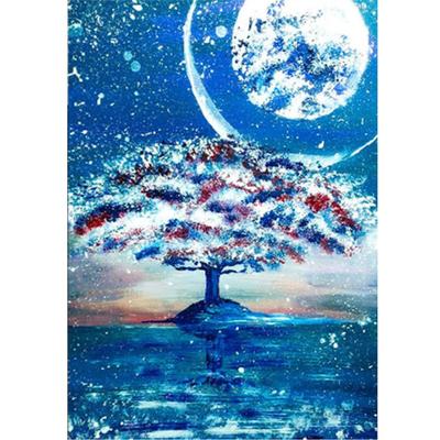 Алмазная 5D картина «сделай сам», Набор для вышивки крестиком, луна, полная  вырезка, креативная мозаика, картина с деревом, подарок ручной работы,  украшение для спальни | AliExpress