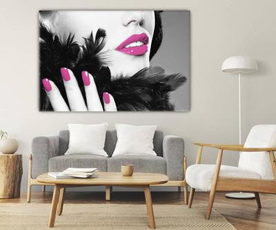 Парфюмерные постеры для макияжа и принты на стену салона красоты розовая  помада сексуальная леди холст картины украшение для спальни домашний декор  | AliExpress