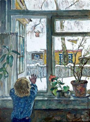 Картина - Первый снег в ноябре – заказать на Ярмарке Мастеров – PN8XARU |  Картины, Москва
