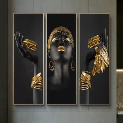 Африканская черная женщина с золотыми украшениями на руках, холст, картины  на стене, художественные постеры и принты, современные картины, домашний  декор – лучшие товары в онлайн-магазине Джум Гик
