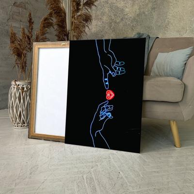 Картина на холсте (Неоновые руки на черном фоне) 30x40 см. Интерьерная, на  стену. - купить по низкой цене в интернет-магазине OZON (1123365650)