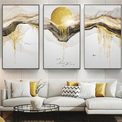 Картина на стену для интерьера \"Абстракция волны и золотые вихри\" на  натуральном холсте 30*40 см - купить по низкой цене в интернет-магазине  OZON (593322827)
