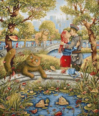 Картины Гобеленовые оптом \"Осенняя гармония\"гобеленовое панно в багетной  раме