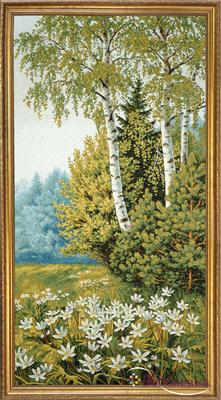 Купить гобеленовую картину Летний пейзаж с березами - 39х72 см (багет 2) -  Gobelenka.ru