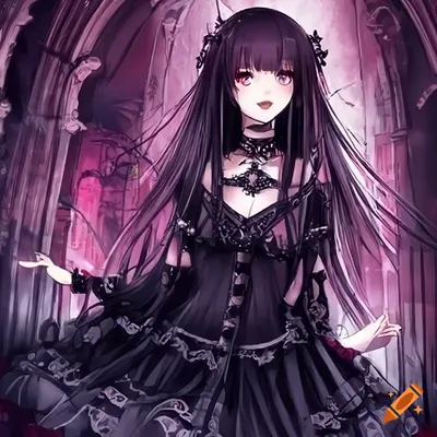 Gothic anime girl with beautiful features on Craiyon
