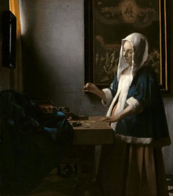 Ян Вермеер - Женщина, держащая весы, 1663, 36×40 см: Описание произведения  | Артхив