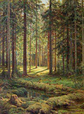 Картина на холсте Иван Шишкин \"Дождь в дубовом лесу\"