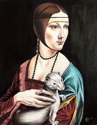 Купить картину на холсте \"Дама с горностаем (Dama con l'ermellino) -  Леонардо да Винчи (Leonardo da Vinci)\" с доставкой недорого |  Интернет-магазин \"АртПостер\"