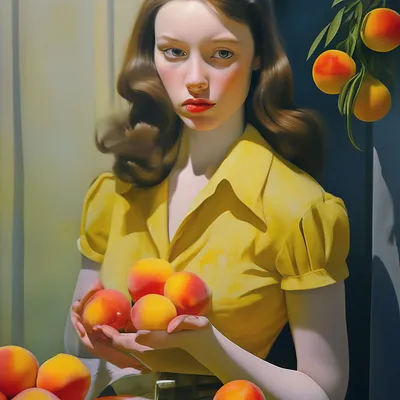 Девочка с персиками картина маслом» — создано в Шедевруме