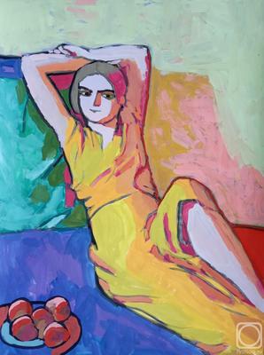 Картина девушка с персиками» — создано в Шедевруме