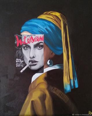 Стилизированная картина Яна Вермеера \"Девушка с жемчужной серёжкой\" №730790  - купить в Украине на Crafta.ua