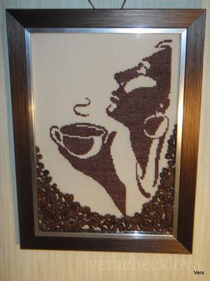 Картина из кофейных зерен фото